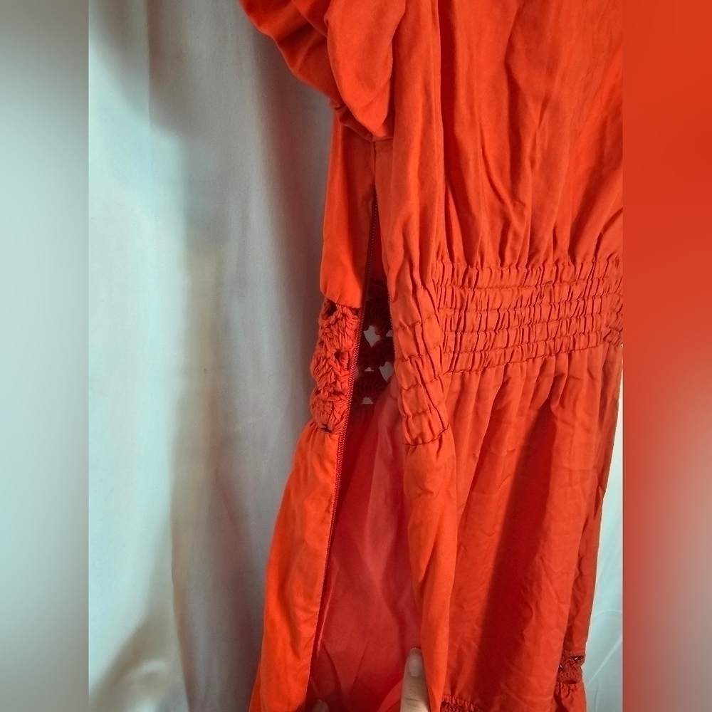 10 Crosby Derek Lam size 2 Coral ruffle midi dress crochet sweetheart NWOT - Picture 6 of 6